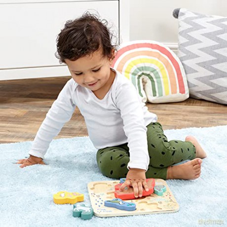 Rainbow Designs Official We're Going On a Bear Hunt - Wooden Shape Puzzle Early Learning Toy For Babies And Toddlers, 6 Pieces [GRA]