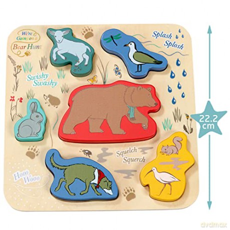 Rainbow Designs Official We're Going On a Bear Hunt - Wooden Shape Puzzle Early Learning Toy For Babies And Toddlers, 6 Pieces [GRA]
