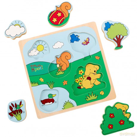Rainbow Designs SD1701 Shape, Wooden Puzzle, spot The Dog Toy [GRA]