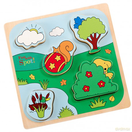 Rainbow Designs SD1701 Shape, Wooden Puzzle, spot The Dog Toy [GRA]