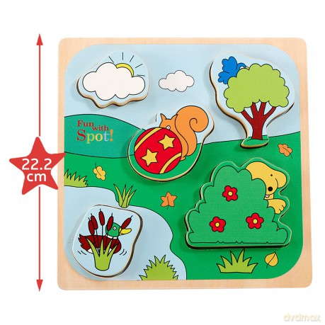 Rainbow Designs SD1701 Shape, Wooden Puzzle, spot The Dog Toy [GRA]