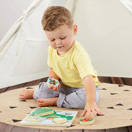Rainbow Designs SD1701 Shape, Wooden Puzzle, spot The Dog Toy [GRA]