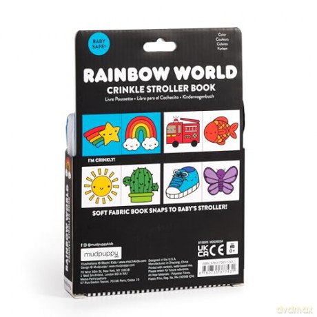 Rainbow World Crinkle Fabric Stroller Book - Mudpuppy [KSIĄŻKA]