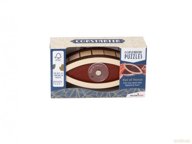 Recent Toys Constantin Eye of Horus Puzzle Box, Wooden 3D Puzzle Box Brain Teaser, for Teens and Adults