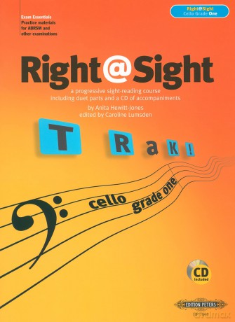 Right@Sight for Cello, Grade 1 (iEP7841): A Progressive Sight-Reading Course, Incl. Duet Parts and a CD of Piano Acc. (Edition Peters) - Caroline Lumsden [KSIĄŻKA]