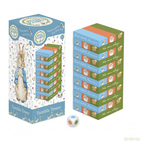Robert Frederick - Beatrix Potter - Peter Rabbit - Tumble Tower Game - Wooden Set With Dice - Fun for Kid's to Learn Hand and Eye Coordination [KSIĄŻKA]