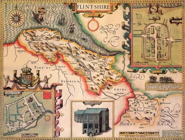 Ryco Originals FLIN1 Flintshire Historical Map 1000 Piece Jigsaw Puzzle (1610). Free Print [GRA]