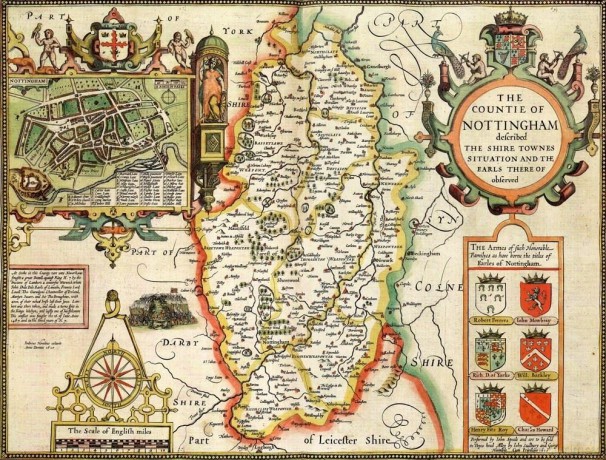 Ryco Originals Nottinghamshire Historical Map 1000 Piece Jigsaw Puzzle (1610). Free print! [PUZZLE]