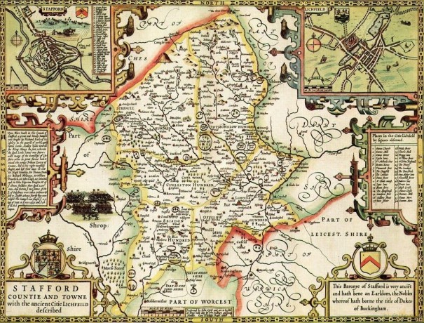 Ryco Originals STAF1 Staffordshire Historical Map 1000 Piece Jigsaw Puzzle (1610). Free Print [PUZZLE]
