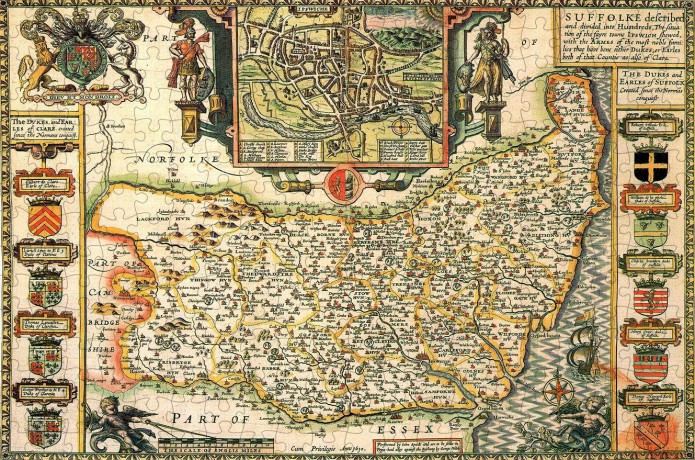 Ryco Originals SUFF1 Suffolk Historical Map 1000 Piece Jigsaw Puzzle (1610) [PUZZLE]