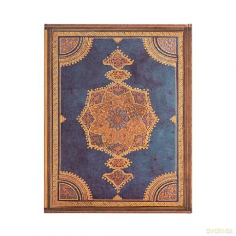Safavid Indigo (Safavid Binding Art) Ultra Lined Hardcover Journal: Hardcover, 120 gsm, ribbon marker, memento pouch, wrap closure - Paperblanks [KALENDARZ]