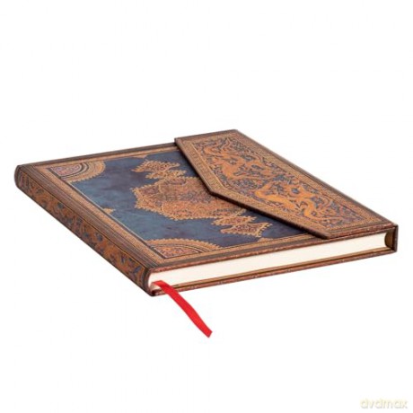Safavid Indigo (Safavid Binding Art) Ultra Lined Hardcover Journal: Hardcover, 120 gsm, ribbon marker, memento pouch, wrap closure - Paperblanks [KALENDARZ]