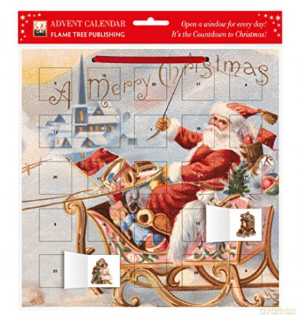 Santa's Sleigh with Stickers December 2016-2017 Advent Winter Holiday Christmas Planner Calendar (Flame Tree Publishing) - Flame Tree Studio [KALENDARZ]