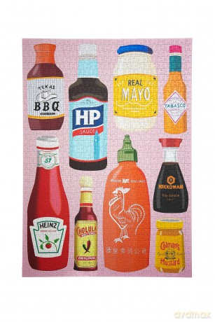 Saucy 1000 Piece Jigsaw Puzzle for Adults | Premium 100% Recycled Board | 1000 Piece Classic Condiments Jigsaw Puzzle | Gifts for Puzzle Lovers | Happily Jigsaw Puzzles [PUZZLE]