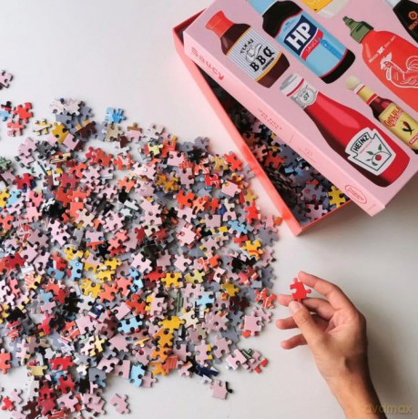 Saucy 1000 Piece Jigsaw Puzzle for Adults | Premium 100% Recycled Board | 1000 Piece Classic Condiments Jigsaw Puzzle | Gifts for Puzzle Lovers | Happily Jigsaw Puzzles [PUZZLE]