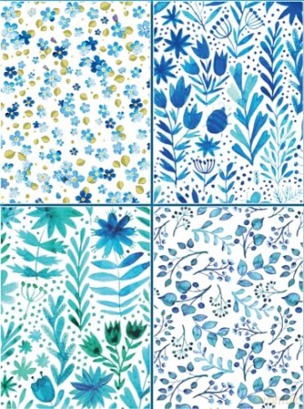 Set of Four Magnetic Notepads: Blue Abstract: A Collection of Handy Notepads with Easy Magnetic Fastening, Contained Within a Decorative Box - Peony Press [KSIĄŻKA]