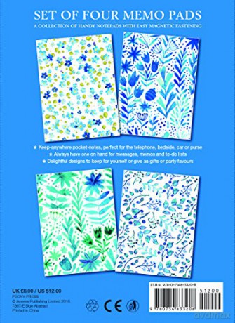 Set of Four Magnetic Notepads: Blue Abstract: A Collection of Handy Notepads with Easy Magnetic Fastening, Contained Within a Decorative Box - Peony Press [KSIĄŻKA]