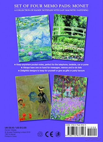 Set of Four Magnetic Notepads: Monet: A Collection of Handy Notepads with Easy Magnetic Fastening, Contained Within a Decorative Box - Peony Press [KSIĄŻKA]