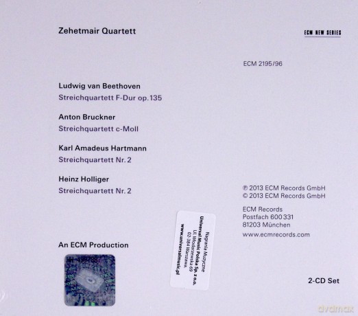 Zehetmair Quartett: Beethoven, Bruckner/Hartmann, Holliger [2CD]