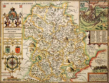 Shropshire Historical Map 1000 Piece Jigsaw Puzzle (1610). Free print! [GRA]