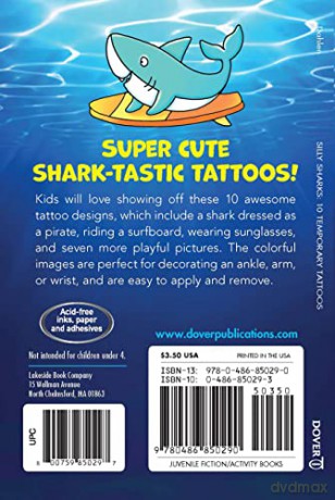 Silly Sharks: 10 Temporary Tattoos (Dover Tattoos) - Noelle Dahlen [KSIĄŻKA]
