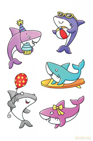 Silly Sharks: 10 Temporary Tattoos (Dover Tattoos) - Noelle Dahlen [KSIĄŻKA]