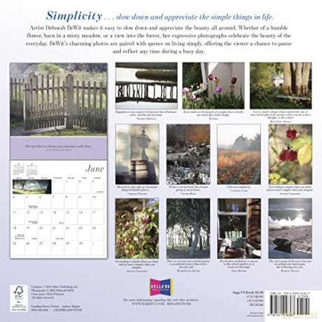 Simplicity September 2022-December 2023 Calendar: Inspirations for a Simpler Life (WALL 16 MONTH) - Deborah Dewit [KALENDARZ]