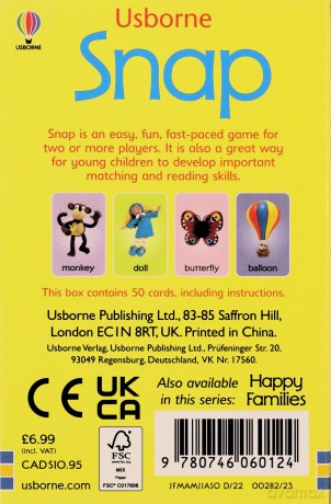 Snap: Happy Families Cards (Snap Cards) - Felicity Brooks [KSIĄŻKA]
