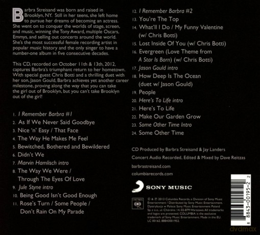 Barbra Streisand: Back To Brooklyn [CD]