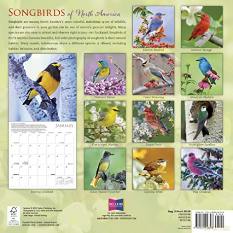 Songbirds of North America 2023 Calendar (WALL 16 MONTH) [KALENDARZ]