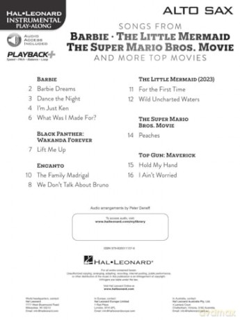 Songs from Barbie, The Little Mermaid: The Super Mario Bros. Movie, and More Top Movies for Alto Sax [KSIĄŻKA]