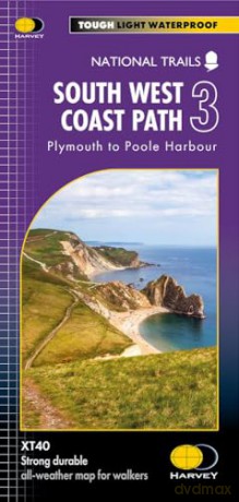 South West Coast Path Map 3: Plymouth to Poole: Plymouth to Poole Harbour (Trail map) - Harvey Maps [KSIĄŻKA]