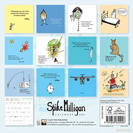 Spike Milligan Mini Wall calendar 2021 (Art Calendar) - Flame Tree Studio [KALENDARZ]