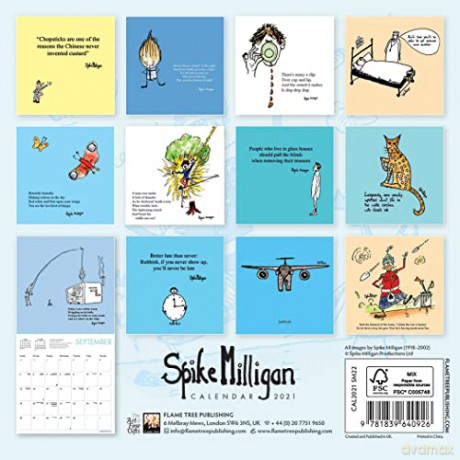 Spike Milligan Mini Wall calendar 2021 (Art Calendar) - Flame Tree Studio [KALENDARZ]