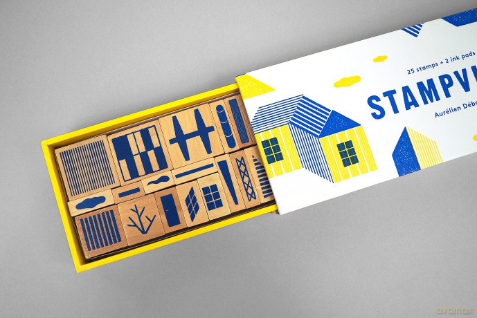 Stampville: 25 stamps + 2 ink pads - Aurelian Debat [KALENDARZ]