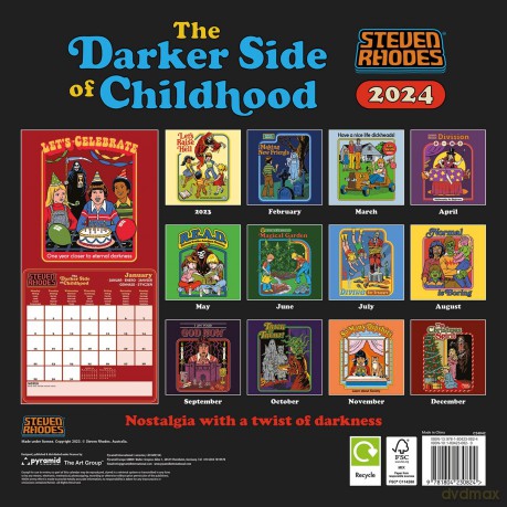 Steven Rhodes Calendar 2024 (Darker Side of Childhood Design) - Month to a View Planner 30cm x 30cm - Official Merchandise [KALENDARZ]