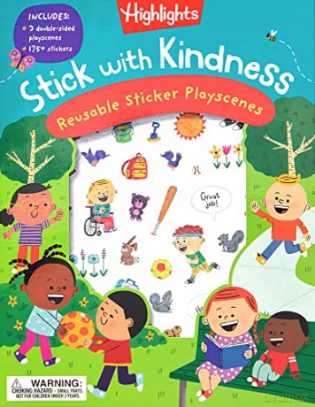 Stick with Kindness Reusable Sticker Playscenes (Highlights Learning Kindness): Includes 3 Double-sided Playscenes and 175+ Stickers - Highlights [KSIĄŻKA]