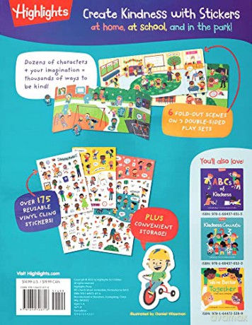 Stick with Kindness Reusable Sticker Playscenes (Highlights Learning Kindness): Includes 3 Double-sided Playscenes and 175+ Stickers - Highlights [KSIĄŻKA]