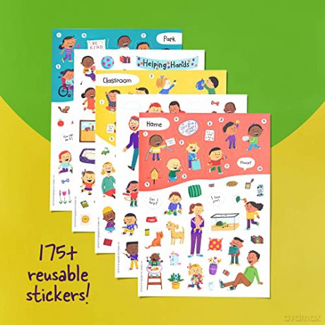 Stick with Kindness Reusable Sticker Playscenes (Highlights Learning Kindness): Includes 3 Double-sided Playscenes and 175+ Stickers - Highlights [KSIĄŻKA]