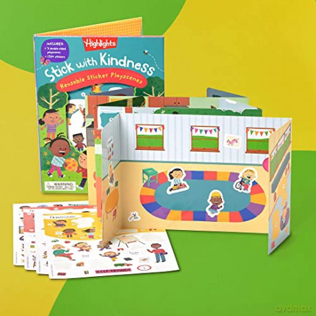 Stick with Kindness Reusable Sticker Playscenes (Highlights Learning Kindness): Includes 3 Double-sided Playscenes and 175+ Stickers - Highlights [KSIĄŻKA]
