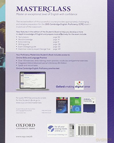 Student's Book with Online Skills and Language Practice Pack: Master an exceptional level of English with confidence. (Cambridge English: Proficiency (CPE) Masterclass) [KSIĄŻKA]