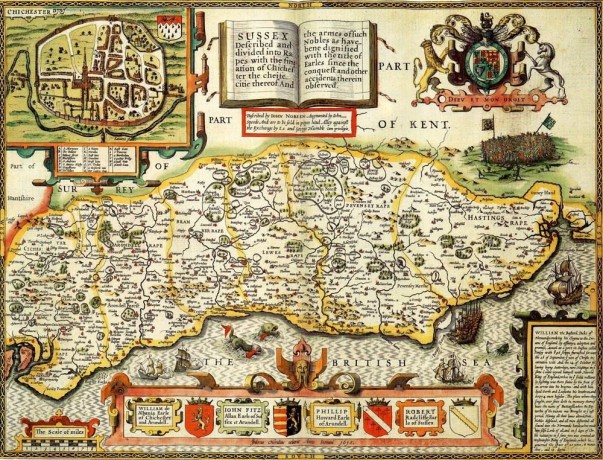 Sussex Historical Map 1000 Piece Jigsaw Puzzle (1610). Free print! [GRA]