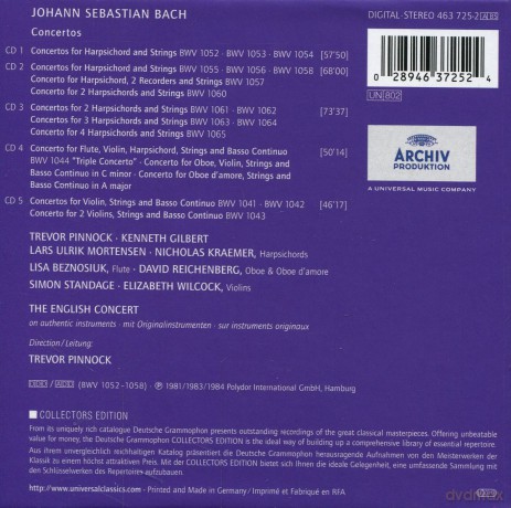 Pinnock, The English Concert.: Bach: Concertos [5CD]
