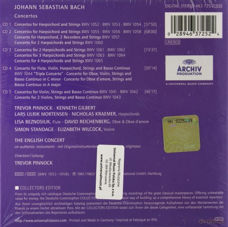 Pinnock, The English Concert.: Bach: Concertos [5CD]