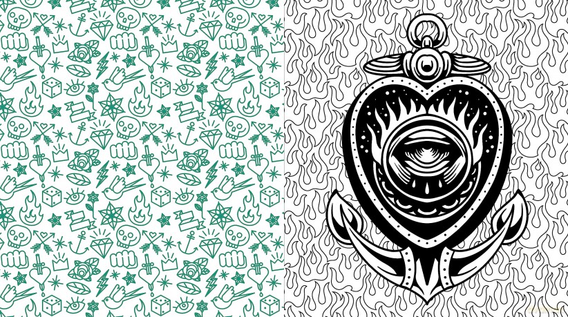 Tattoo Coloring: From Pin-Ups and Roses to Sailors and Skulls - More Than 100 Pages to Color (Chartwell Coloring Books) - Editors of Chartwell Books [KSIĄŻKA]