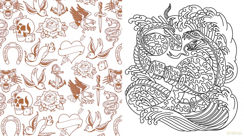 Tattoo Coloring: From Pin-Ups and Roses to Sailors and Skulls - More Than 100 Pages to Color (Chartwell Coloring Books) - Editors of Chartwell Books [KSIĄŻKA]