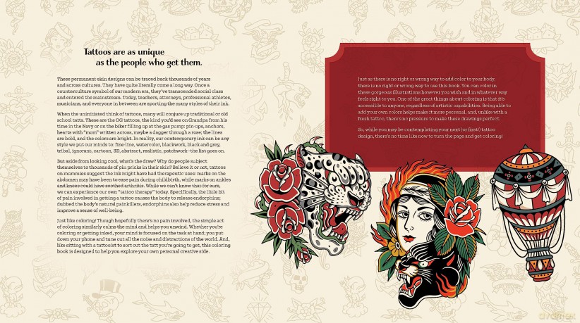 Tattoo Coloring: From Pin-Ups and Roses to Sailors and Skulls - More Than 100 Pages to Color (Chartwell Coloring Books) - Editors of Chartwell Books [KSIĄŻKA]