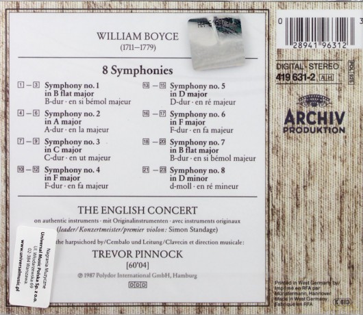 Pinnock, English Conc.: Boyce: 8 Symphonies [CD]