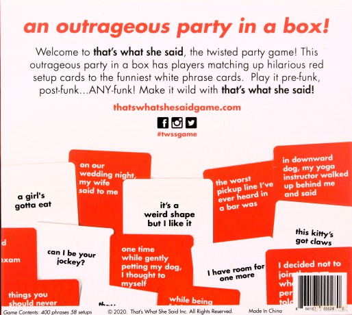 That's What She Said - The Party Game of Twisted Innuendos (Base Game) [KSIĄŻKA]