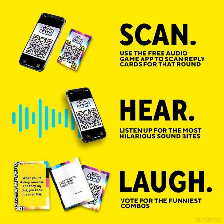 The Audio Game | The Game Where You Pair Hilarious Sound Bites with Raunchy Setup Cards | Play with Social Media's Funniest Sound Bites | 2-8 Players, Ages 17+ [KSIĄŻKA]